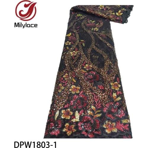 African French Tulle Sequins Lace Fabric 2021 High Quality Lace Material Nigerian Lace Fabrics for Sewing DPW1803