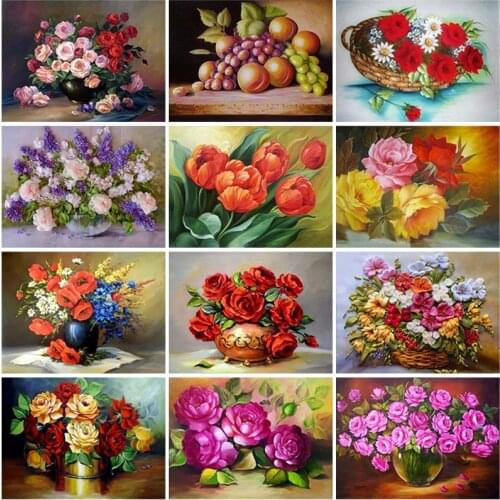 DIY 5D Diamond Painting Full Square Drill Flower Vase Embroidery Cross Stitch Kit Wall Art Mosaic Rhinestone Gift Home Decor