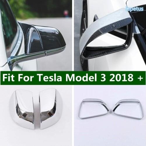 Rearview Mirror Cover Trim Rain Eyebrow Sticker Garnish Protective Black / Shiny / Carbon Fiber For Tesla Model 3 2018 - 2021