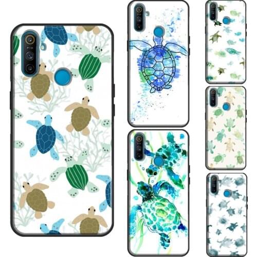 Watercolour Sea Turtle Pattern Case For OnePlus 8T 7T Nord 7 8 9 Pro Cover For Realme C3 C15 C21 7i Q3 6 7 8 Pro GT Neo