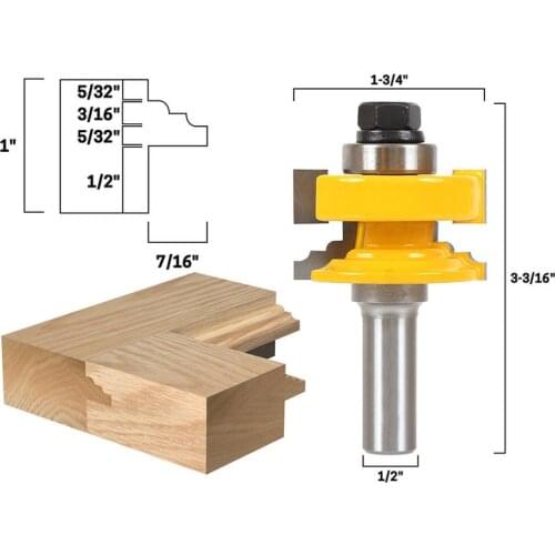CNC 1Pcs Reversible Doors and Windows Knives Router Bits Set 1/2'' Shank Milling Cutters For Solid Wood Doors Woodworking Tools