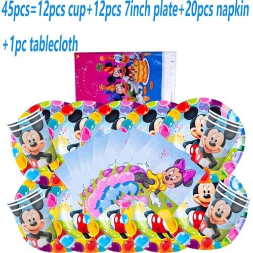 Disney Mickey Mouse Theme Birthday Party Disposable Tableware Set Paper Cups Plates Spoons Baby Shower Party Decorations Event