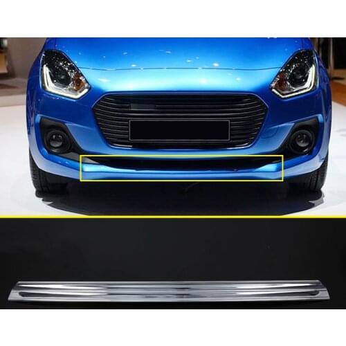For Suzuki Swift Hatchback 2018 2019 ABS Chrome Front Bumper Bottom Decoration Cover Trim 1pcs Car Styling (Not fit sport model)