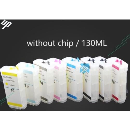 UP brand 130ml x 8 refillable Ink cartridge replacement for HP 70 for hp Designjet 2100 Z2100 printer without chip