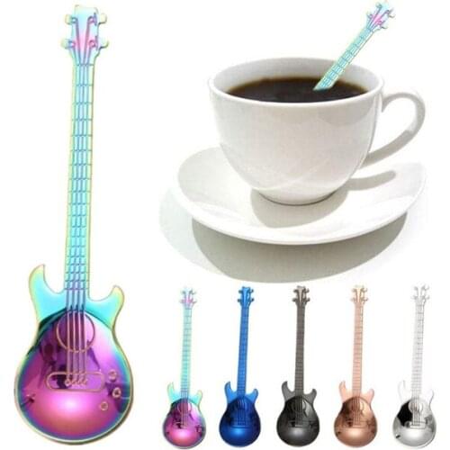 Stainless Steel Guitar Spoons Rainbow Coffee&tea Spoon Flatware Drinking Tools