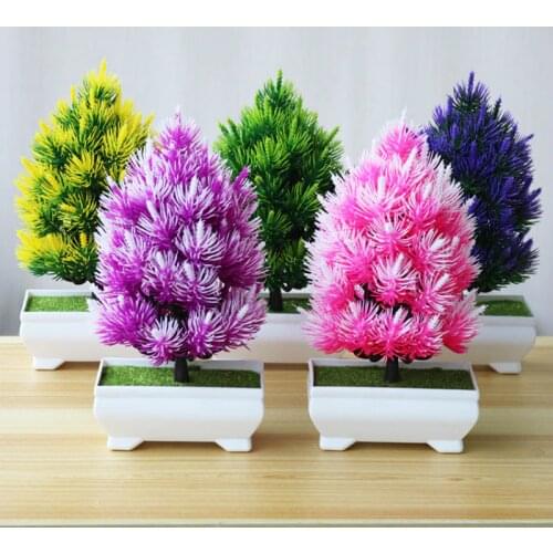Artificial Green Plants Bonsai Simulation Plastic Small Pine Tree Pot Plant Potted Ornaments For Home Table Office Decoration