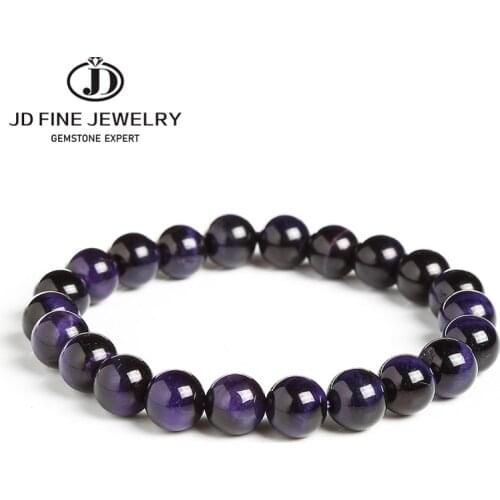 JD High Quality Purple Tiger Eye Buddha Bracelets Natural Stone Round Beads Elasticity Rope Women Bracelet Wholesale