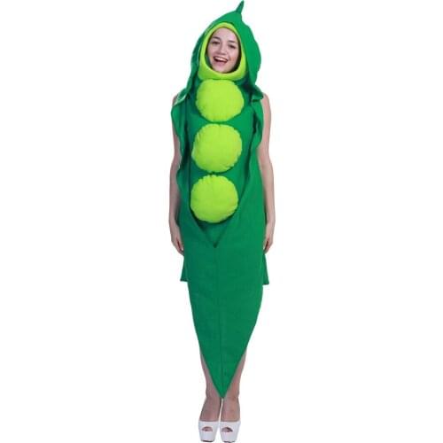 Food Peas Acting Costume Festival Carnival Vegetables Stage Halloween Party Fun Clothes Men Women Cosplay Carnival Jumpsuit