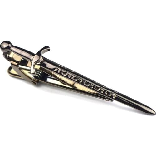 Metal Tie Clips Mens Gifts Daily Accessories Personality Simple Novelty Gun-Black Big Sword High-quality Necktie Clip