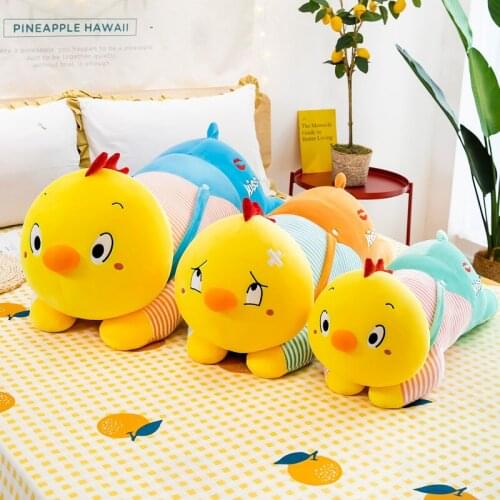 Cartoon Cute Pet Turned Yellow Chicken Doll Plush Toys Long Pillow Children Sleep Companion Doll Home Cushions