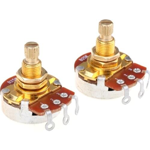 Musiclily Pro Brass Thread Full Metric Sized Control Pots B25K Linear Taper Potentiometers for Guitar(Set of 2)