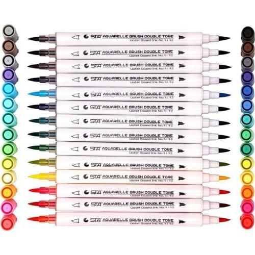14pcs/28Colors Pen Marker Set Dual Head Sketch Markers Brush Pen For Draw Manga Animation Design Art Supplies