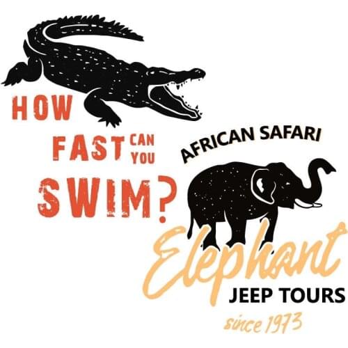 Elephant Crocodile Patches Iron On Transfers Vinyl Heat Transfer Ironing Thermal Stickers On Clothes T-shirt DIY Patch Badges