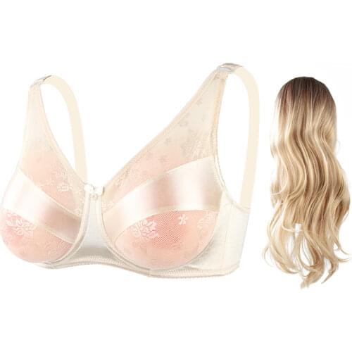 ONEFENG 6020 Breast Forms Bra for Silicone Breast Prosthesis Crossdress Boobs Pocket Bra D Cup