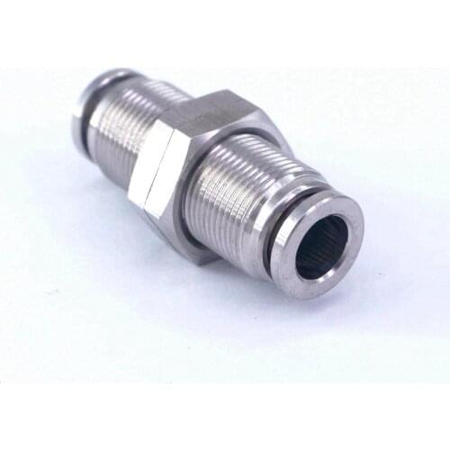 8mm Equal Outer Diameter 304 Stainless Steel Bulkhead Union Push In Pneumatic Quick Fitting Anticorrosion Antioxidation