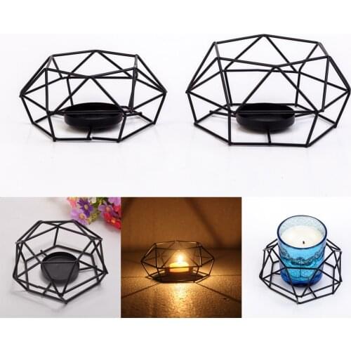 Nordic Candle Holder Retro Geometric Iron Tea Light Candle Holder Candlestick Lamp Lantern Minimalist Home Decor Candelabros