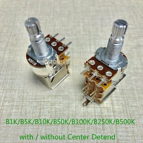 16KNPS Series Rotary PCB Pin Center Detend Push Pull DPDT A 50K A 100K B50K B100K with Central Click Switch Potentiometer 25pcs