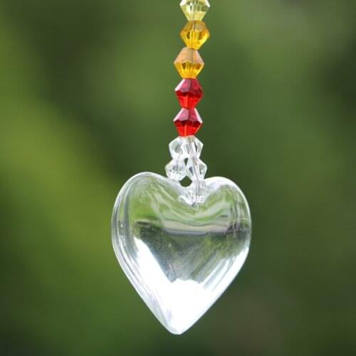 1PCS Rainbow Heart Crystals Chandelier Prisms Rainbow Bicone Beads Chakra Suncatcher Home Decoration
