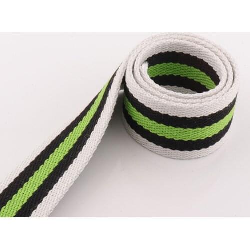Colorful canva Webbing Belt Strap Handbag Strap Fabric webbing ribbon belt strap Green Stripe Webbing Strap