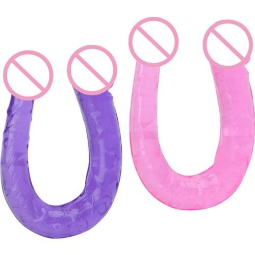 Sex Toys Dildo Jelly Double Penetration Anal Butt Plug Dildo Penis Sex Tool For Lesbian Gay #E015C