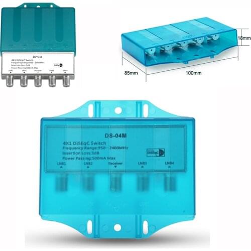 Waterproof 4x1 DS-04M Satellite 950-2400MHz DiSEqC2.0 Switch FTA Dish Flat LNB Multiswitch