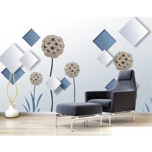 WDBH Custom photo 3d wallpaper Simple modern light blue dandelion box living room decor 3d wall murals wallpaper for walls 3 d