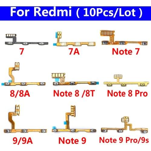 10Pcs/Lot, Power Swtich Volume Button Key Ribbon Flex Cable For Xiaomi Mi A3 9 lite 9T 10T Redmi Go 7 7A S2 Note 7 K20 Pro K30