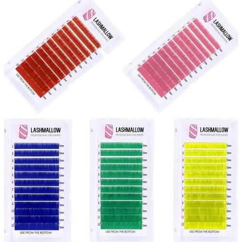 12 Lines Color Eyelash Extensions 1 Pair Individual Lashes Rainbow Soft Korea PBT Fiber Matte False Mink Eyelashes Makeup Tools