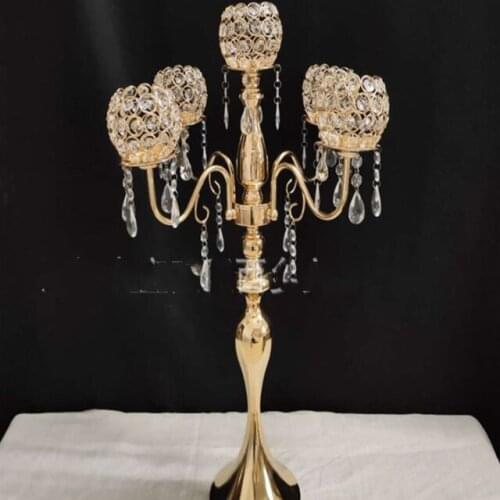 12pcs)Luxury Flooring Candelabra 5 Heads Black Candle Holder for Wedding Decoration qq502