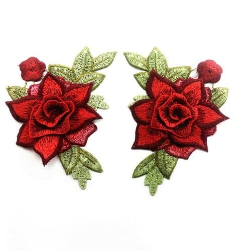 2 Pcs/1 Pair Free Shipping New Arrival Colorful Flower Lace Collar Hot Sale Craft Sewing Neckline Collar 3D Lace Applique Trims