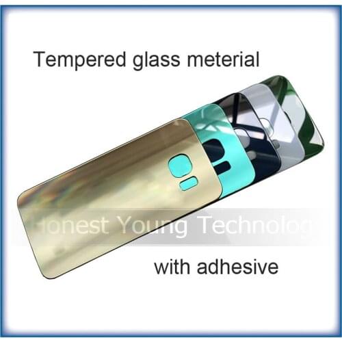 5pc Rear Panel Battery Back Glass Housing For Samsung Galaxy S6 edge plus G920 G920F G920P G925 G925F G928F With Logo + Adhesive