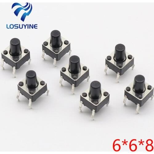 50pcs/lot 6x6x8MM 4PIN G93 Tactile Tact Push Button Micro Switch Direct Self-Reset DIP Top Copper Free Shipping