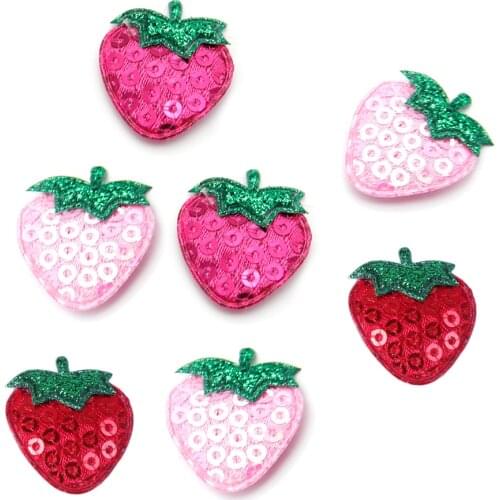 David accessories Sequins Strawberry Non-woven Patch Hair Accessories DIY Clothes Applique Clothing Sewing,50Yc6185