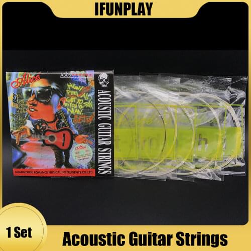 Alice A306-SL Super Light Acoustic Guitar Strings 6pcs/set with 1-6th Guitarra Strings for Folk Guitar