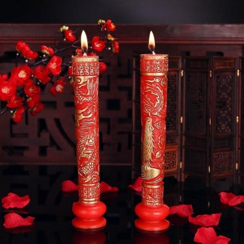 Marriage wedding room layout decoration supplies Chinese wedding cave flower candle dragon and phoenix candle hi word candle