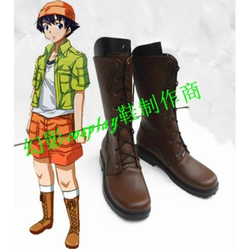 Future Diary Amano Yukiteru Brown Halloween Long Cosplay Shoes Boots H016