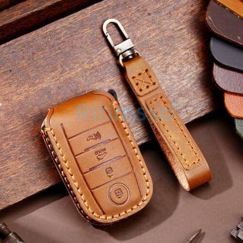 Genuine Leather 6Button Smart Key Case Cover For Kia Sedona/Grand/Carnival/Sorento Rio 3 K2 K3 Ceed Cerato Sportage 4 Picanto K5