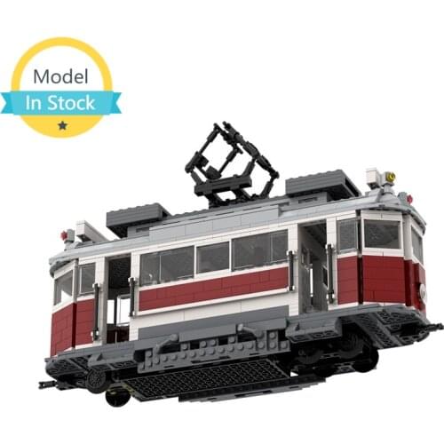 MOC Retro City Transportation Electric Track Train Passenger Car Vehicle Building Block Model Railway Bricks Children Toy Gift