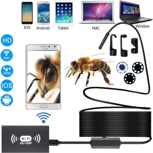 F130 wifi Endoscope HD1200P Adjustable 8pcs LED Light with Wifi transmitter Waterproof borescope 1m/2m/5m/10m soft hard cable
