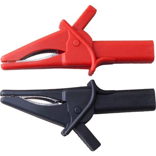 Hantek 2Pcs Crocodile Clips HT18A Large Dolphin/Gator Clips Fits for DSO3064 Oscilloscope Accessory Red/Black
