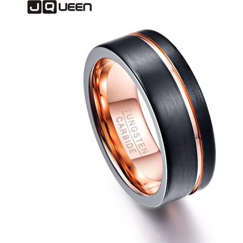 100% Tungsten Carbide 8mm Rose Gold Color Wedding Bands Gift Anillos Para Hombres Pierscienie Men Ring