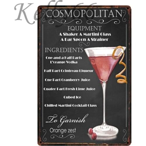 [ Kelly66 ] Cosmopolitan Cocktail Metal Sign Tin Poster Home Decor Bar Wall Art Painting 20*30 CM Size y-1816