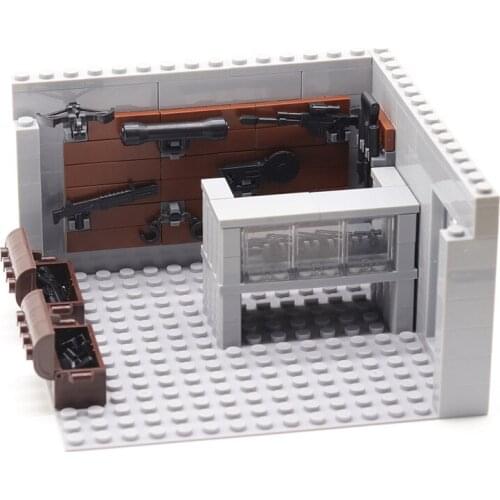MOC Small Particle Building Military Assemble Armory Building Blocks Toy Compatible DIY Weapons Store Educational Model Bricks
