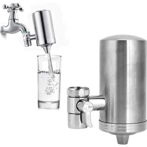 Faucet Mount Water Filter Stainless Steel Household Kitchen Sink Tap Purifier for Reducing Chlorine Lead
