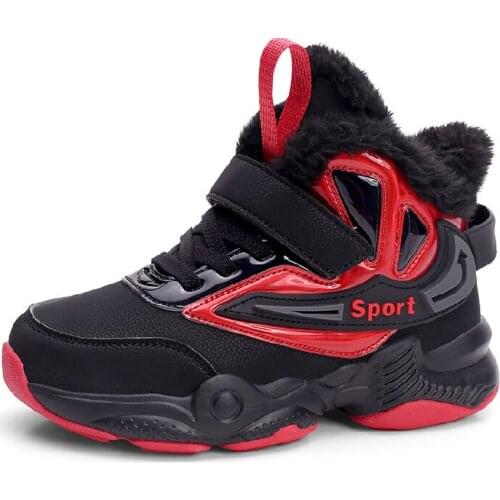 2020 Autumn Winter Children Shoes Fashion Warm Plush Sports Boys Shoes Casual Kids Sneaker Outdoor Training Breathable Boy Shoes