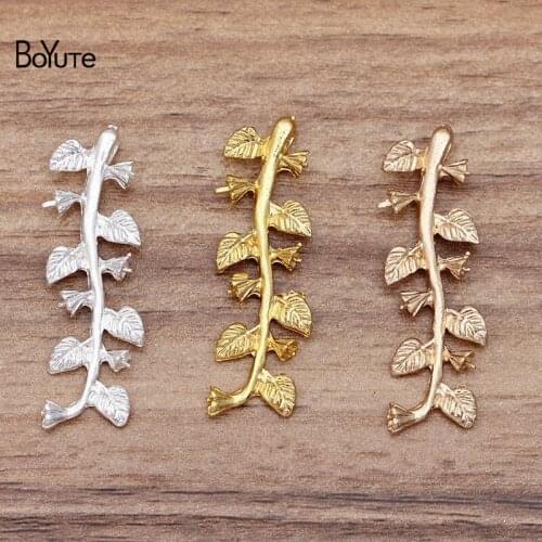 BoYuTe (50 Pieces/Lot) 40MM Metal Alloy Vine Leaves Can Fit Pearl DIY Hair Accessories Hand Made Jewelry Findings Components