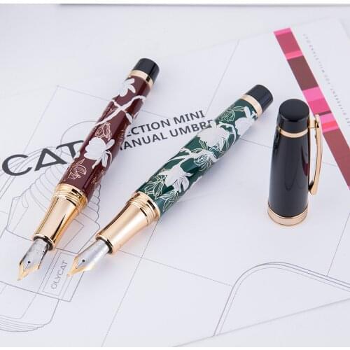 Chinese Style Hand-made HongDian Metal Fountain Pen Hand-Drawing Iridium EF/F/Bent Nib Ink Pen Excellent Business Writing Gift