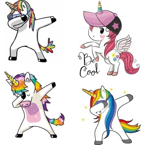 Cartoon Thermal Stickers Unicorn Heat Transfer For Clothing Iron On Lovely Transfers For Clothes Appliques For Washable T-shirt