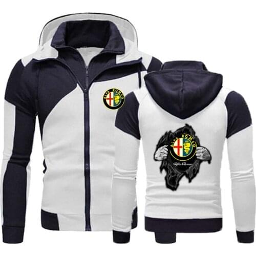 2021 New Spring Autumn Alfa Romeo Logo Men Sweatshirt Zipper Hoody Fleece Cotton Zipper Hoodies Harajuku Male Clothing Coats