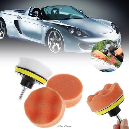 5Pcs 3/4/5 Inch 80mm/100mm/ M10 Sponge Waxing Buffing Polishing Pad Kit with Drill Adapter